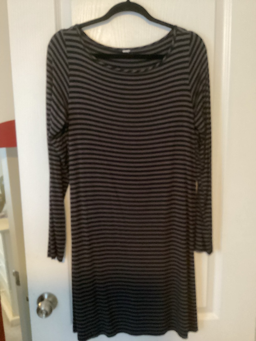 Yala Black and Gray Striped Long Sleeve Dress